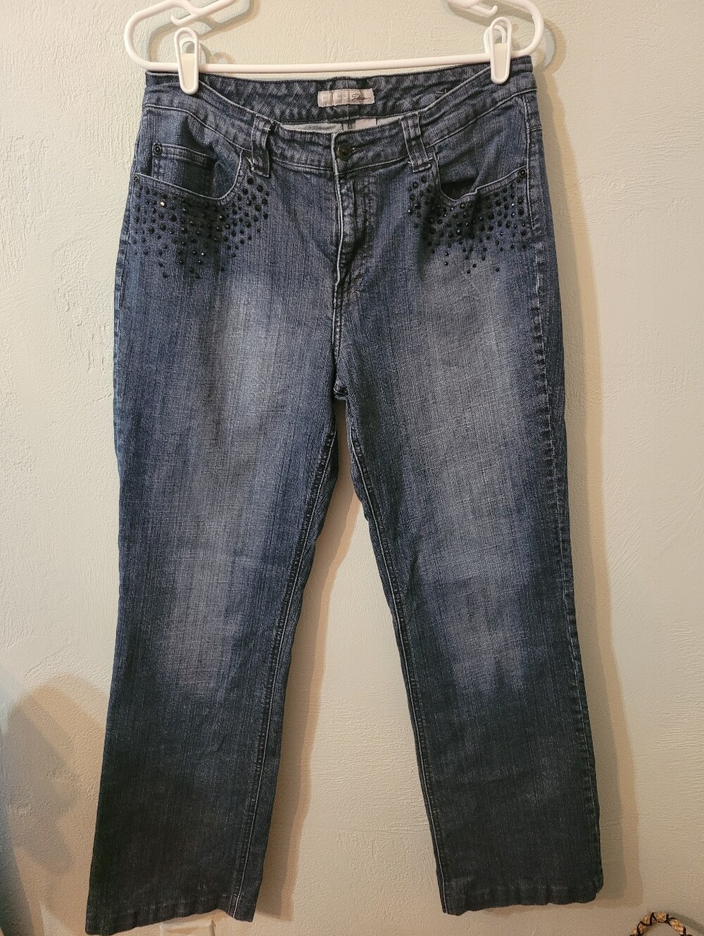 Chico's Platinum Studded Cotton Jeans Size 12!
